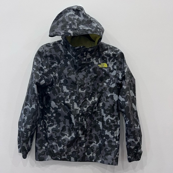 The North Face Other - The North Face Black and Gray camo Patterned Zipline Rain Jacket size 14/16